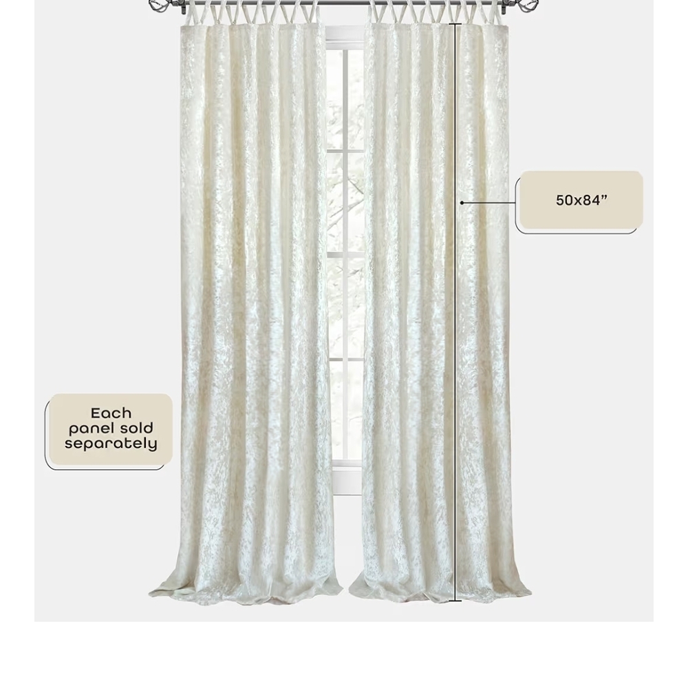 2 Panels Ivory Velvet Curtain Panel - Elegant Window Drape